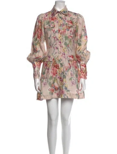 Pre-owned Zimmermann Linen Mini Dress In Purple