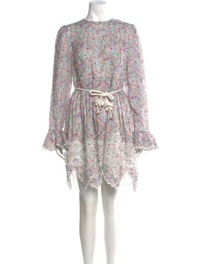 Pre-owned Zimmermann Linen Mini Dress In Purple