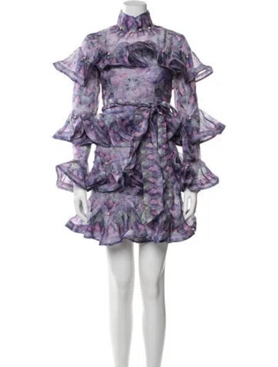 Pre-owned Zimmermann Linen Mini Dress In Purple