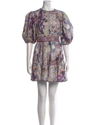 Pre-owned Zimmermann Linen Mini Dress In Purple