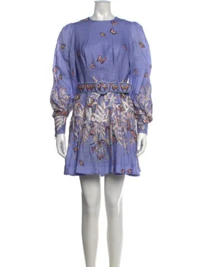 Pre-owned Zimmermann Linen Mini Dress In Purple