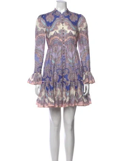 Pre-owned Zimmermann Linen Mini Dress In Purple