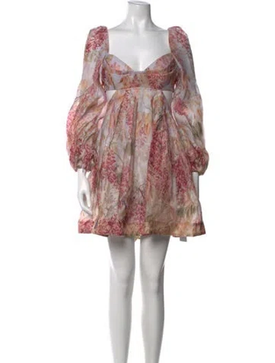 Pre-owned Zimmermann Linen Mini Dress In Purple