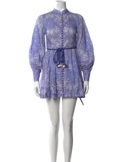 Pre-owned Zimmermann Linen Mini Dress In Purple
