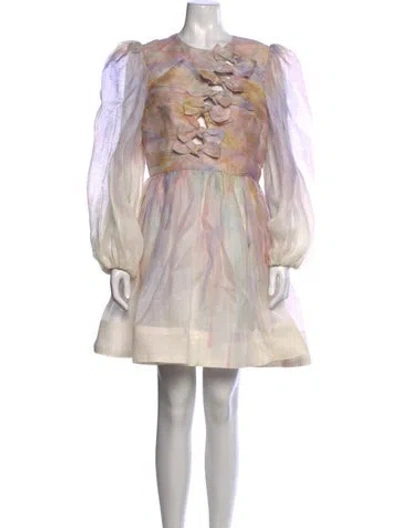 Pre-owned Zimmermann Linen Mini Dress In Purple