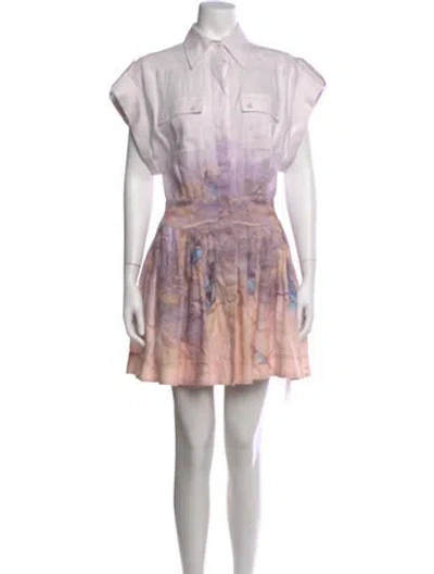 Pre-owned Zimmermann Linen Mini Dress In Purple