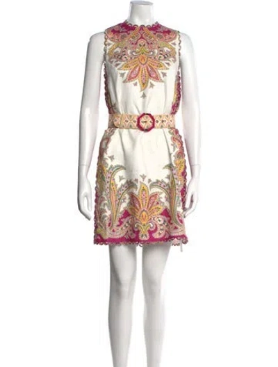 Pre-owned Zimmermann Linen Mini Dress In Purple