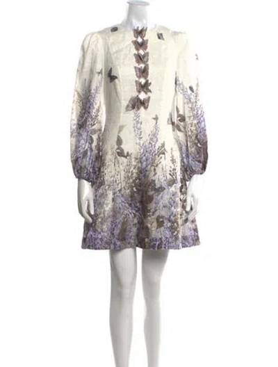 Pre-owned Zimmermann Linen Mini Dress In Purple