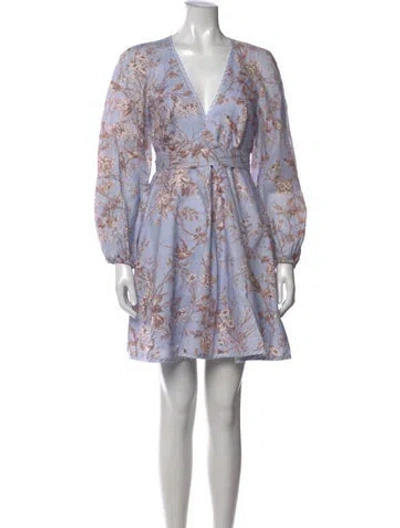 Pre-owned Zimmermann Linen Mini Dress In Purple