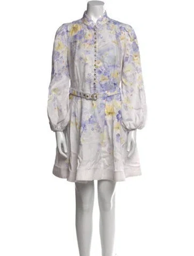Pre-owned Zimmermann Linen Mini Dress In Purple