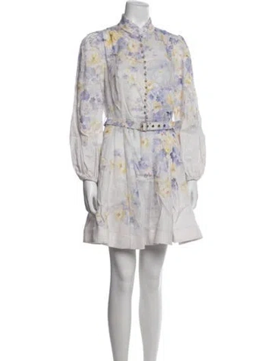 Pre-owned Zimmermann Linen Mini Dress In Purple