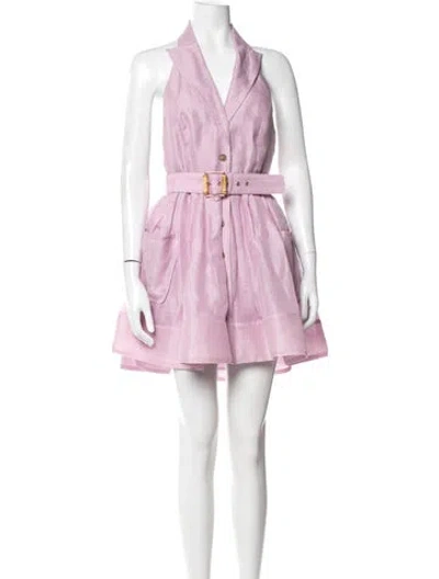 Pre-owned Zimmermann Linen Mini Dress In Purple