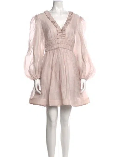 Pre-owned Zimmermann Linen Mini Dress In Purple