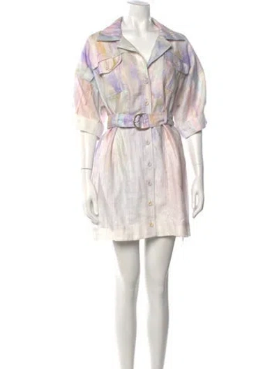 Pre-owned Zimmermann Linen Mini Dress In Purple