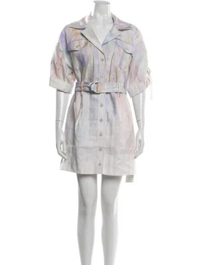 Pre-owned Zimmermann Linen Mini Dress In Purple