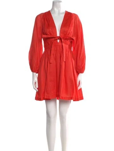 Pre-owned Zimmermann Linen Mini Dress In Red