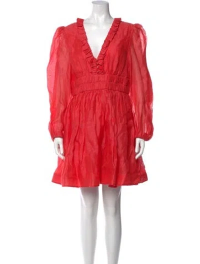 Pre-owned Zimmermann Linen Mini Dress In Red