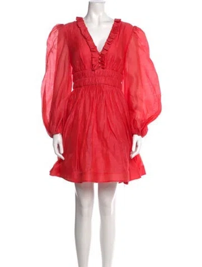 Pre-owned Zimmermann Linen Mini Dress In Red