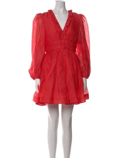 Pre-owned Zimmermann Linen Mini Dress In Red