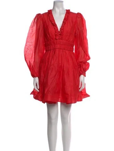 Pre-owned Zimmermann Linen Mini Dress In Red