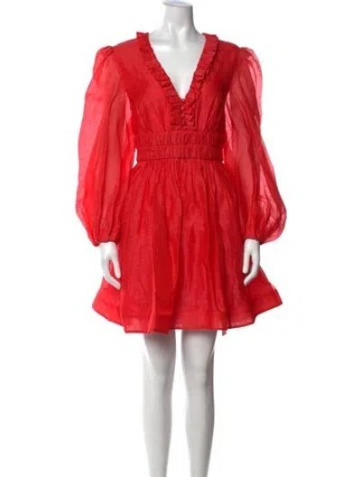 Pre-owned Zimmermann Linen Mini Dress In Red