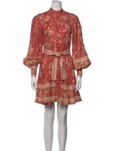 Pre-owned Zimmermann Linen Mini Dress In Red
