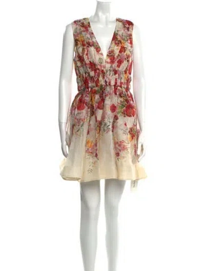 Pre-owned Zimmermann Linen Mini Dress W/ Tags