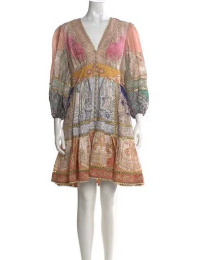 Pre-owned Zimmermann Linen Mini Dress W/ Tags