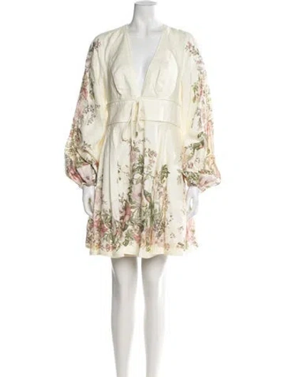 Pre-owned Zimmermann Linen Mini Dress W/ Tags