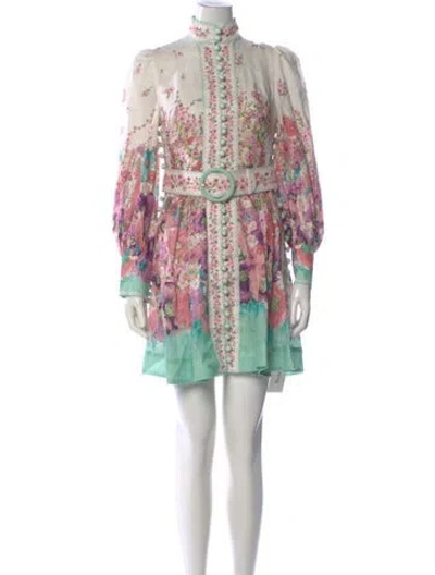 Pre-owned Zimmermann Linen Mini Dress W/ Tags