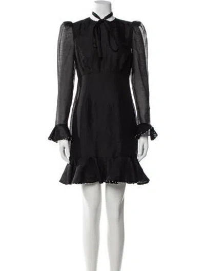 Pre-owned Zimmermann Linen Mini Dress W/ Tags In Black