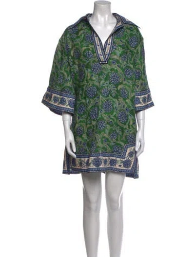 Pre-owned Zimmermann Linen Mini Dress W/ Tags In Green