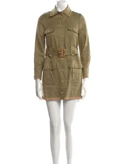Pre-owned Zimmermann Linen Mini Dress W/ Tags In Green