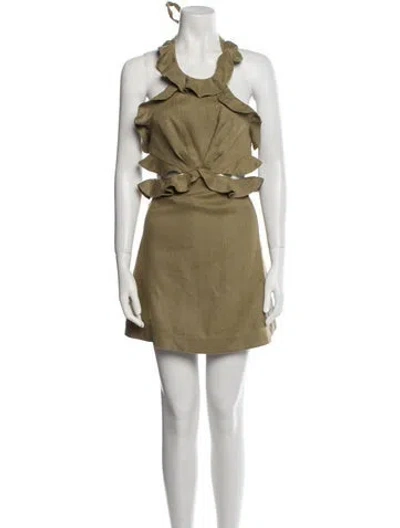 Pre-owned Zimmermann Linen Mini Dress W/ Tags In Green