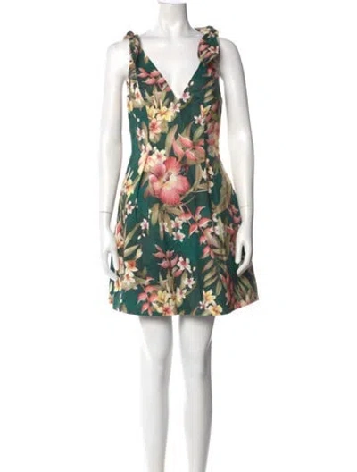 Pre-owned Zimmermann Linen Mini Dress W/ Tags In Green