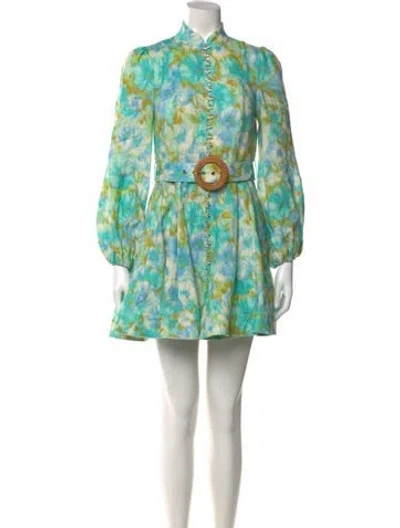 Pre-owned Zimmermann Linen Mini Dress W/ Tags In Multi