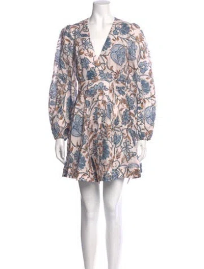 Pre-owned Zimmermann Linen Mini Dress W/ Tags In Multi