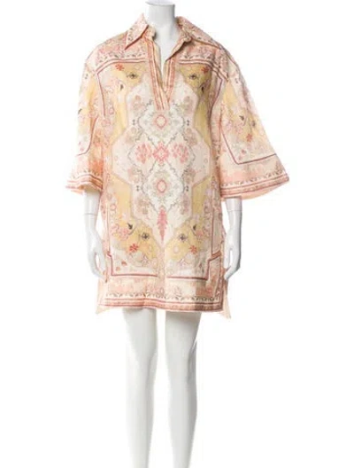 Pre-owned Zimmermann Linen Mini Dress W/ Tags In Multi