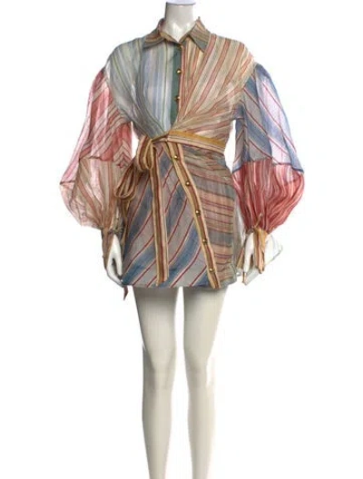 Pre-owned Zimmermann Linen Mini Dress W/ Tags In Multi