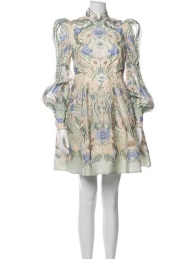 Pre-owned Zimmermann Linen Mini Dress W/ Tags In Multi