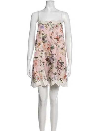 Pre-owned Zimmermann Linen Mini Dress W/ Tags In Multicolor
