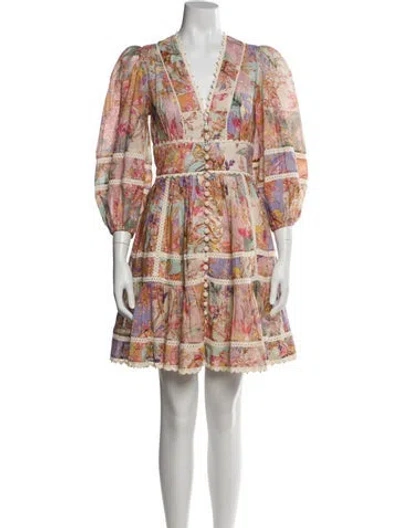 Pre-owned Zimmermann Linen Mini Dress W/ Tags In Neutral