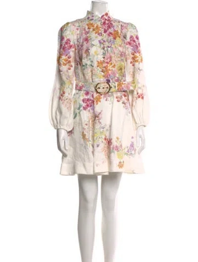 Pre-owned Zimmermann Linen Mini Dress W/ Tags In Neutral