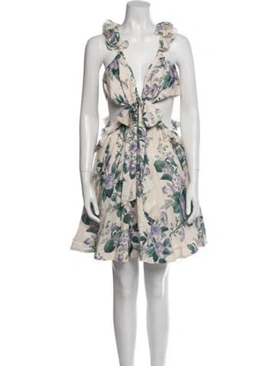Pre-owned Zimmermann Linen Mini Dress W/ Tags In Neutral