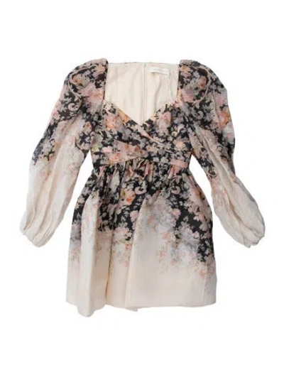 Pre-owned Zimmermann Linen Mini Dress W/ Tags In Neutral