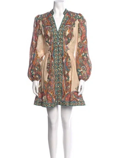 Pre-owned Zimmermann Linen Mini Dress W/ Tags In Neutral