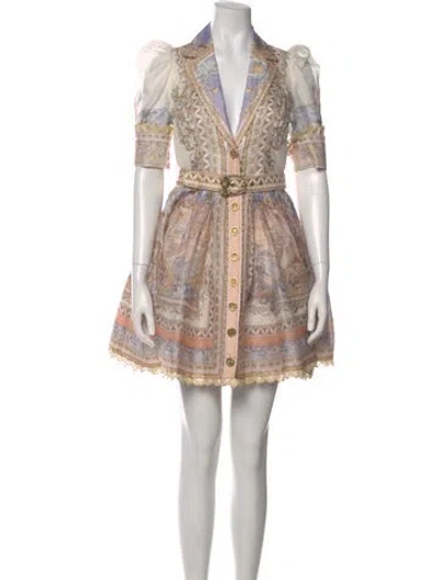 Pre-owned Zimmermann Linen Mini Dress W/ Tags In Neutral