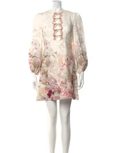 Pre-owned Zimmermann Linen Mini Dress W/ Tags In Neutral