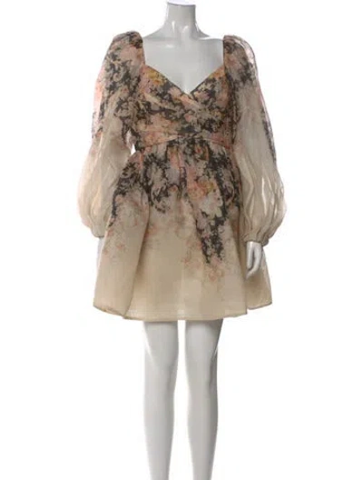 Pre-owned Zimmermann Linen Mini Dress W/ Tags In Neutral