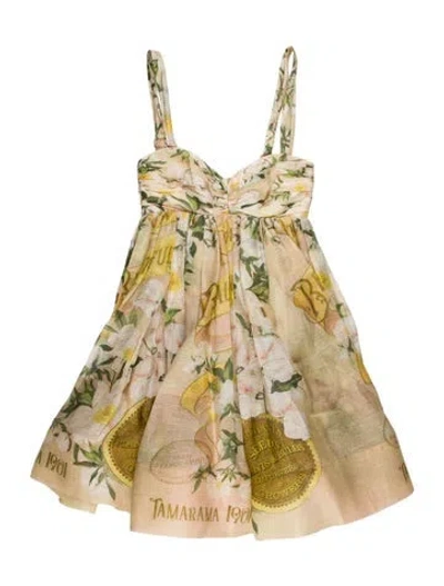 Pre-owned Zimmermann Linen Mini Dress W/ Tags In Neutral